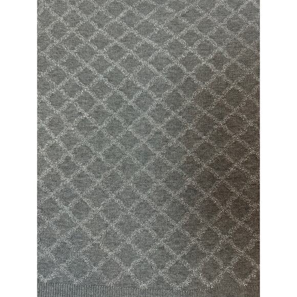 WHBM Size Medium Argyle Silver Gold Cardigan Crew Neck Christmas Holiday Classic - Picture 8 of 8